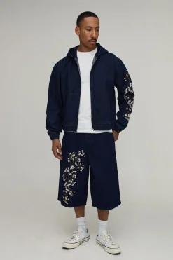 Jorts En Jean Longline Brodés De Fleurs