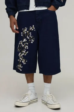 Jorts En Jean Longline Brodés De Fleurs