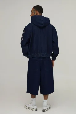 Jorts En Jean Longline Brodés De Fleurs