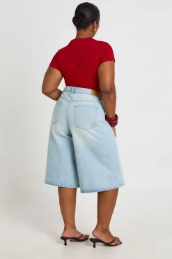 Jorts En Jean Mi-montant Longue Coupe Grande Taille
