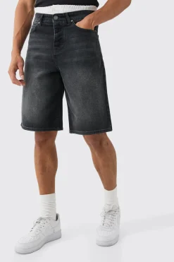 Jorts en jean noir à double ceinture