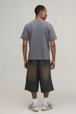 Jorts Long Délavé À Déchirures Extrêmes