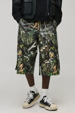 Jorts Longline Camouflage Imprimé en Synthétique