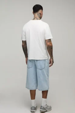 boohooMAN Jorts Longs Cloutés Pour Homme Grand<Homme Jorts|Denim