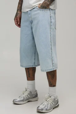 boohooMAN Jorts Longs Cloutés Pour Homme Grand<Homme Jorts|Denim