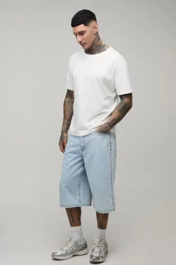 boohooMAN Jorts Longs Cloutés Pour Homme Grand<Homme Jorts|Denim