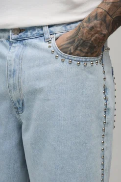 boohooMAN Jorts Longs Cloutés Pour Homme Grand<Homme Jorts|Denim