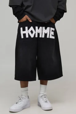 boohooMAN Jorts Longs Imprimé Entrejambe Effet Bande<Homme Jorts|Denim