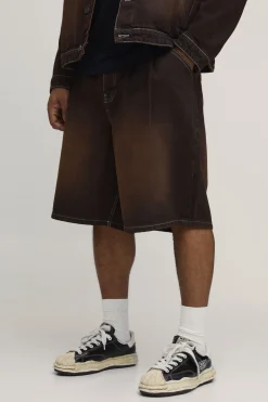 Jorts Longs Parachute À Plis Frontaux Délavés Teintés Grande Taille