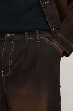 Jorts Longs Parachute À Plis Frontaux Délavés Teintés Grande Taille