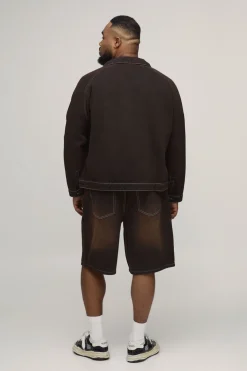 Jorts Longs Parachute À Plis Frontaux Délavés Teintés Grande Taille