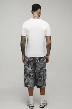 Jorts Longs Plissés Au Genou Camouflage Délavé Coupe Tall