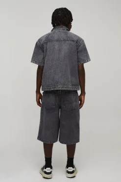 Jorts Longs Style Charpentier Double En Denim Chevron