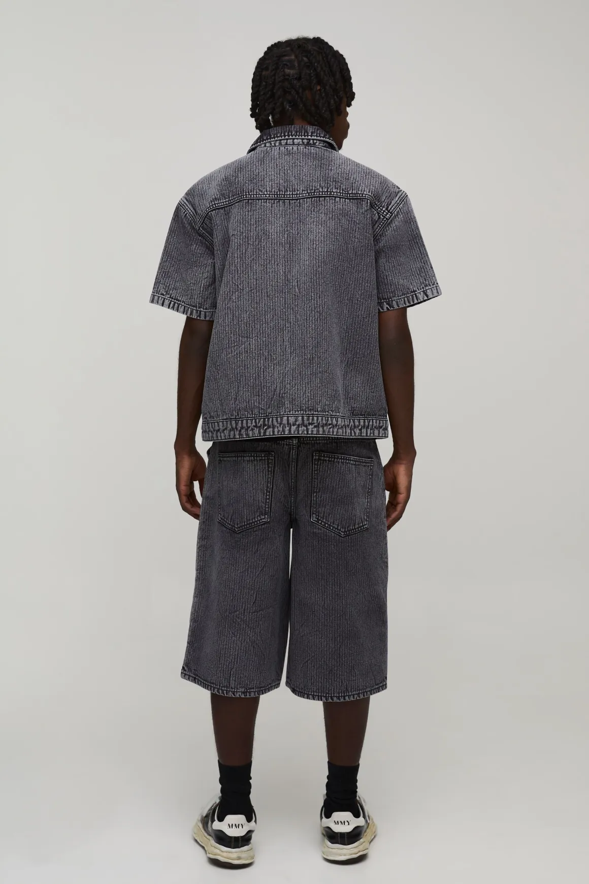 Jorts Longs Style Charpentier Double En Denim Chevron