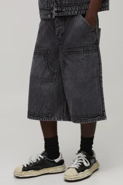 Jorts Longs Style Charpentier Double En Denim Chevron