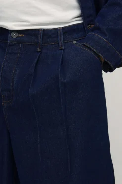 boohooMAN Jorts Longue Coupe Parachute Avec Plis Sur Le Devant<Homme Jorts|Denim