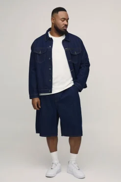 boohooMAN Jorts Longue Coupe Parachute Avec Plis Sur Le Devant<Homme Jorts|Denim