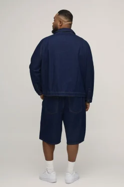boohooMAN Jorts Longue Coupe Parachute Avec Plis Sur Le Devant<Homme Jorts|Denim