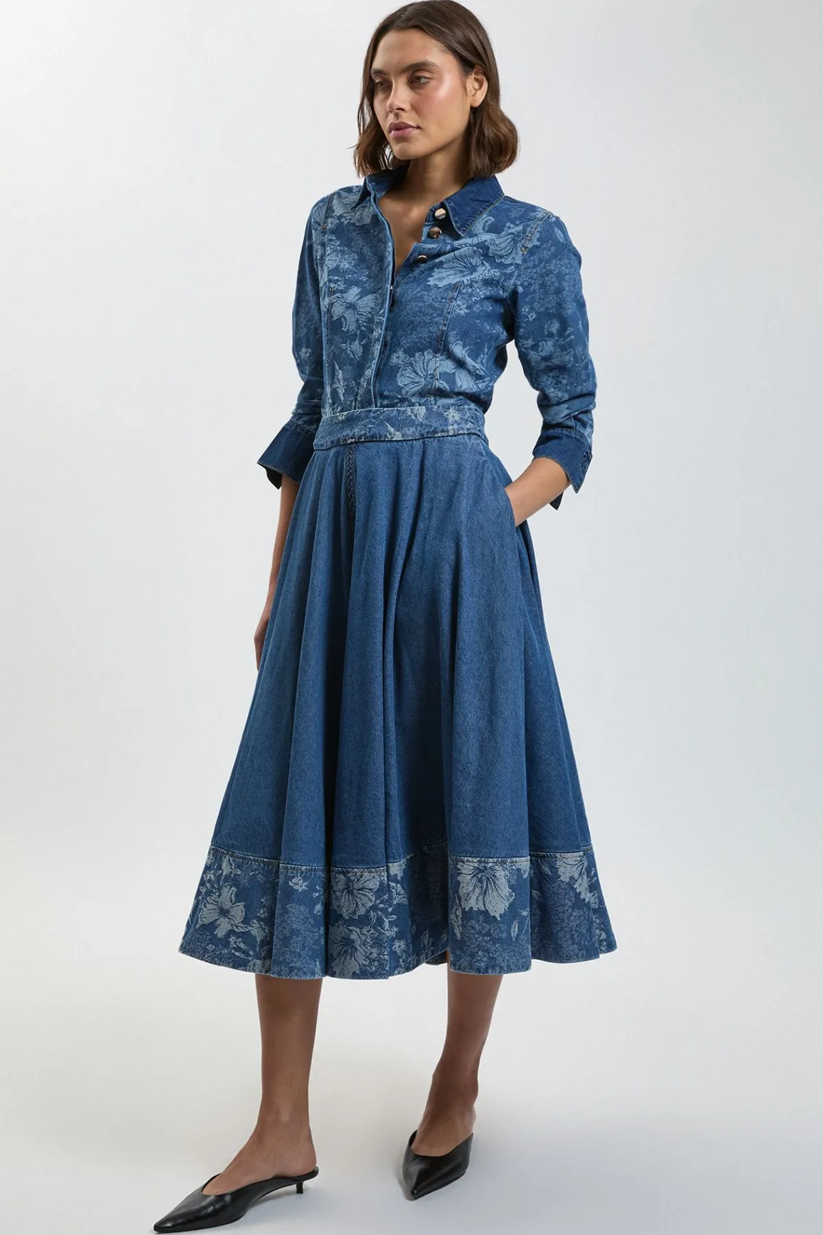 KarenMillen Jupe Ample En Denim Jacquard<Femme Jupes|Denim