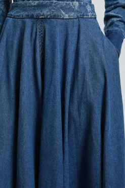 KarenMillen Jupe Ample En Denim Jacquard<Femme Jupes|Denim