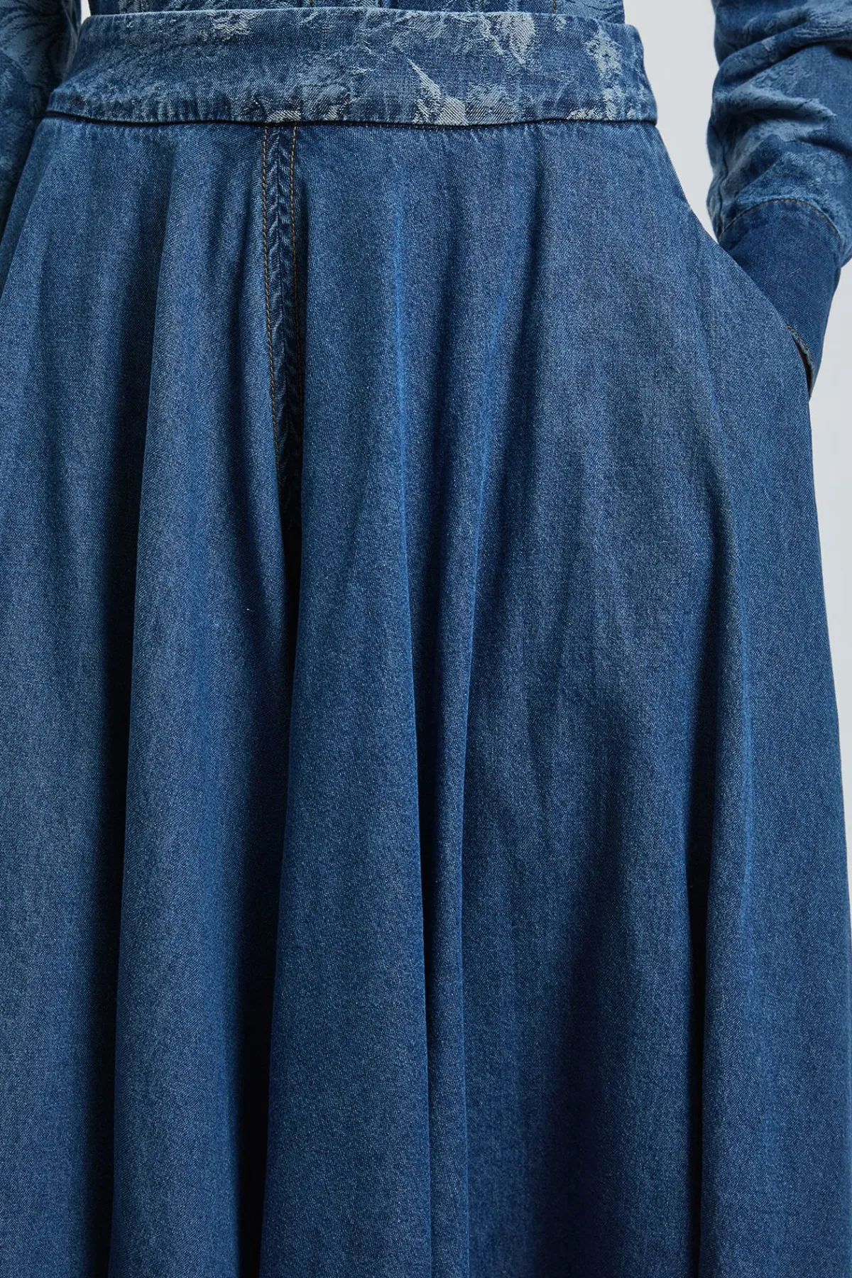 KarenMillen Jupe Ample En Denim Jacquard<Femme Jupes|Denim