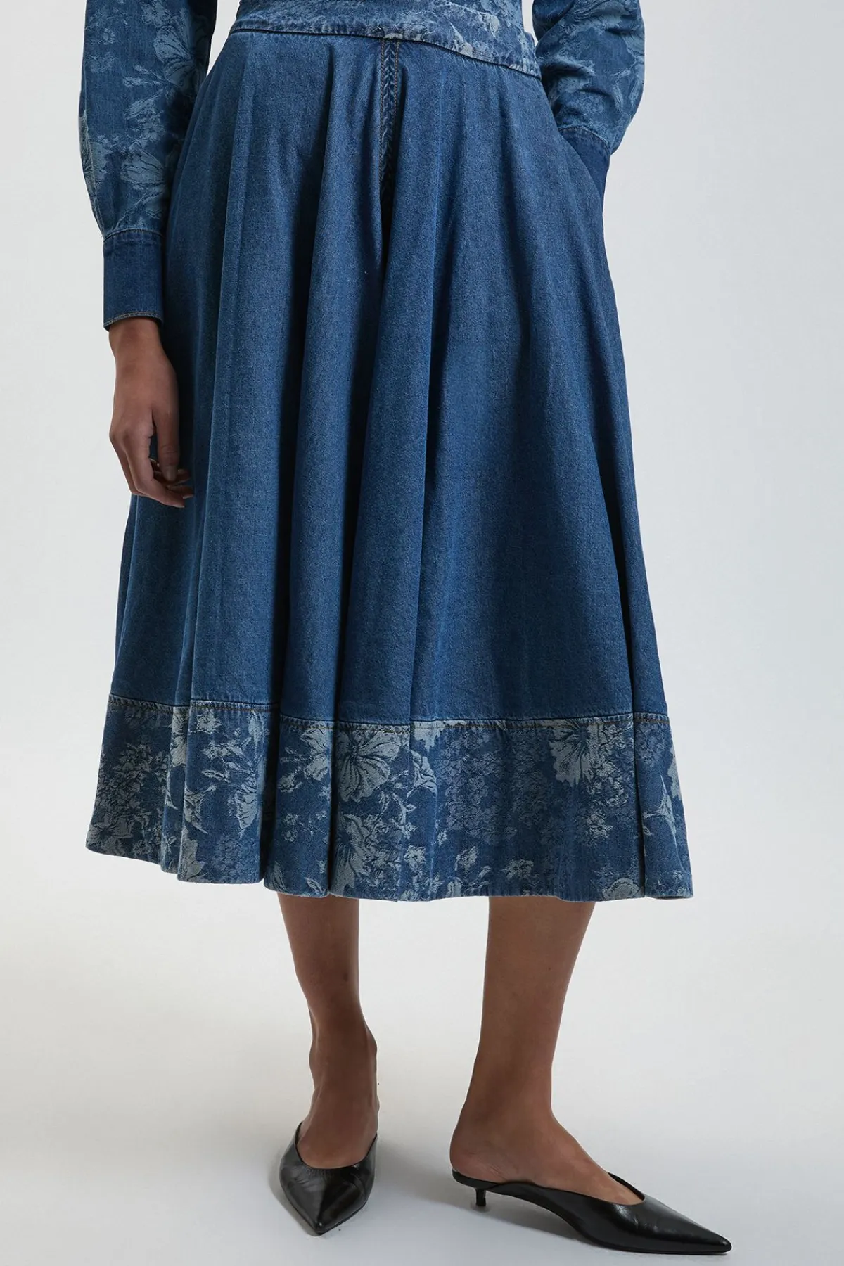 KarenMillen Jupe Ample En Denim Jacquard<Femme Jupes|Denim