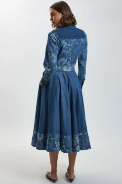 KarenMillen Jupe Ample En Denim Jacquard<Femme Jupes|Denim