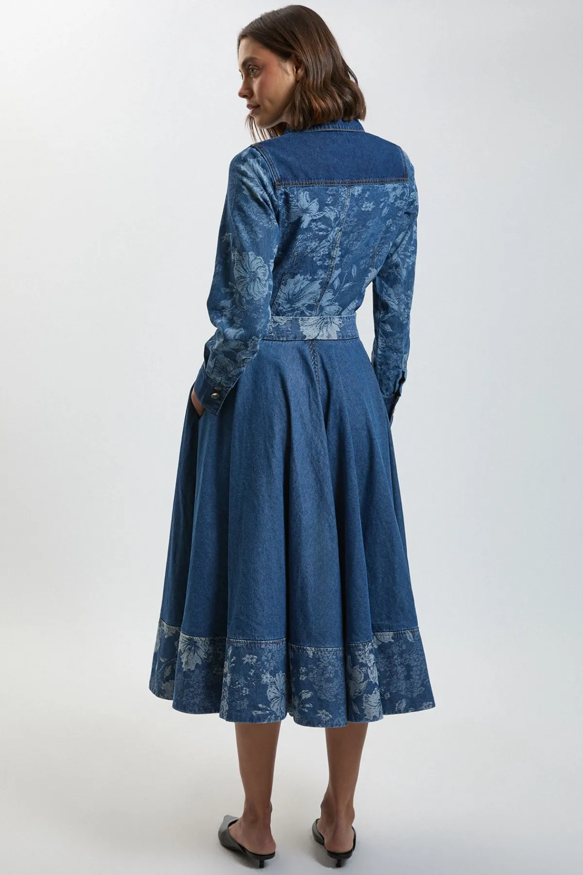 KarenMillen Jupe Ample En Denim Jacquard<Femme Jupes|Denim