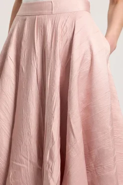 Jupe Ample Midi En Twill Texturé Ajusté