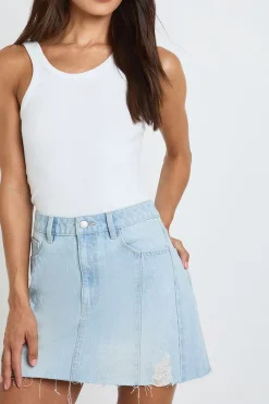 Jupe Courte En Jean Avec Détail De Couture Pour Grande Taille