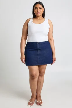 boohoo Jupe Courte Grande Taille À Boutons En Corne<Femme Jupes|Denim