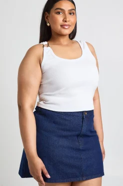 boohoo Jupe Courte Grande Taille À Boutons En Corne<Femme Jupes|Denim