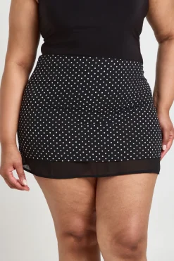 Jupe Courte Grande Taille À Ourlet Superposé À Pois