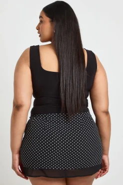 Jupe Courte Grande Taille À Ourlet Superposé À Pois