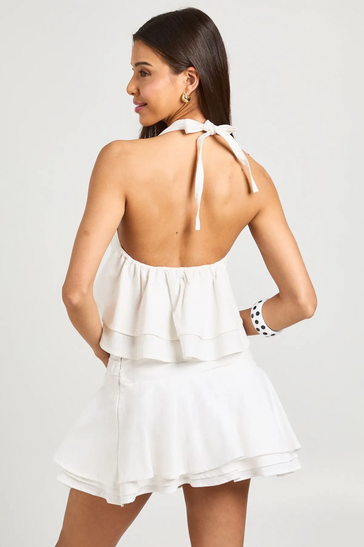 boohoo Jupe Courte À Volants Effet Lin<Femme Jupes|Jupes