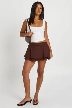 Jupe Courte À Volants Effet Lin Petite