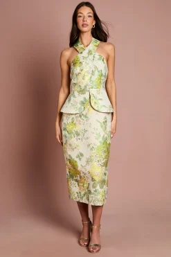 Coast Jupe Crayon À Col Croisé Avec Ourlet À Basque En Jacquard<Femme Robes Mi-Longues|Robes