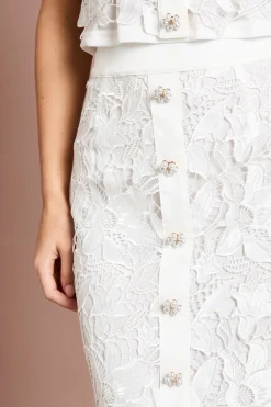 Coast Jupe Crayon En Dentelle Avec Boutons Perles<Femme Jupes|Jupes