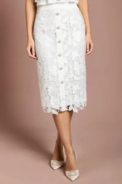 Coast Jupe Crayon En Dentelle Avec Boutons Perles<Femme Jupes|Jupes