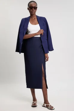 Jupe Crayon Midi Ajustée En Satin Petite