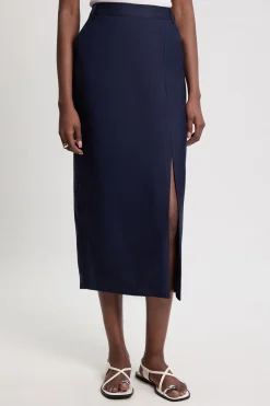 Jupe Crayon Midi Ajustée En Satin
