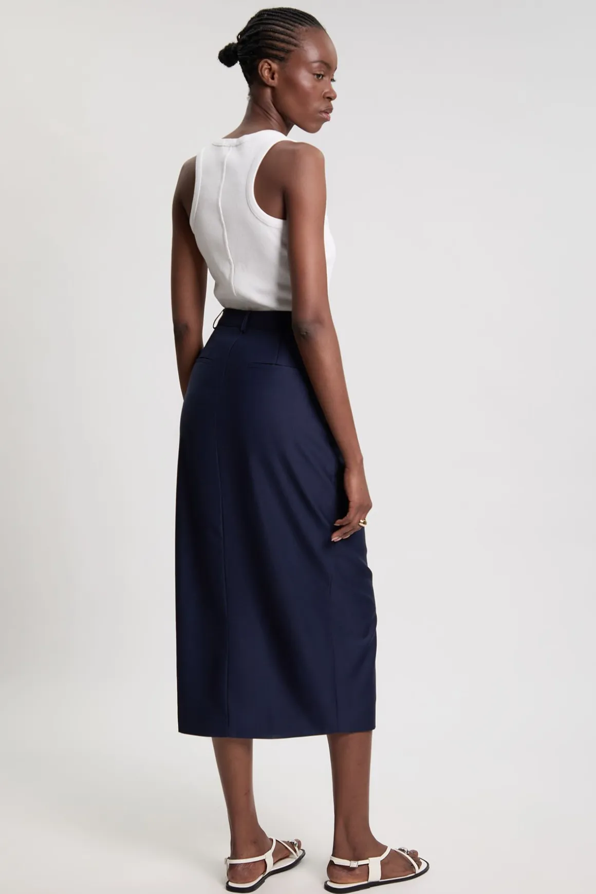 Jupe Crayon Midi Ajustée En Satin