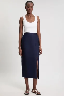 Jupe Crayon Midi Ajustée En Satin