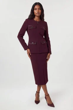 Jupe Crayon Midi Ajustée En Tissu Stretch Compact Et Détail Verrou Tournant En SYNTHÉTIQUE Forever