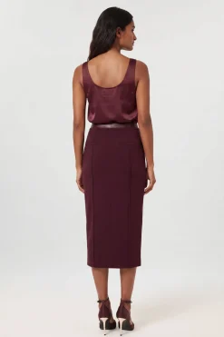 Jupe Crayon Midi Ajustée En Tissu Stretch Compact Et Détail Verrou Tournant En SYNTHÉTIQUE Forever
