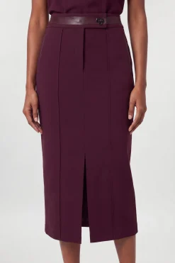 Jupe Crayon Midi Ajustée En Tissu Stretch Compact Et Détail Verrou Tournant En SYNTHÉTIQUE Forever