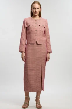 KarenMillen Jupe Crayon Midi À Carreaux Ajustée Petite<Femme Jupes|Jupes