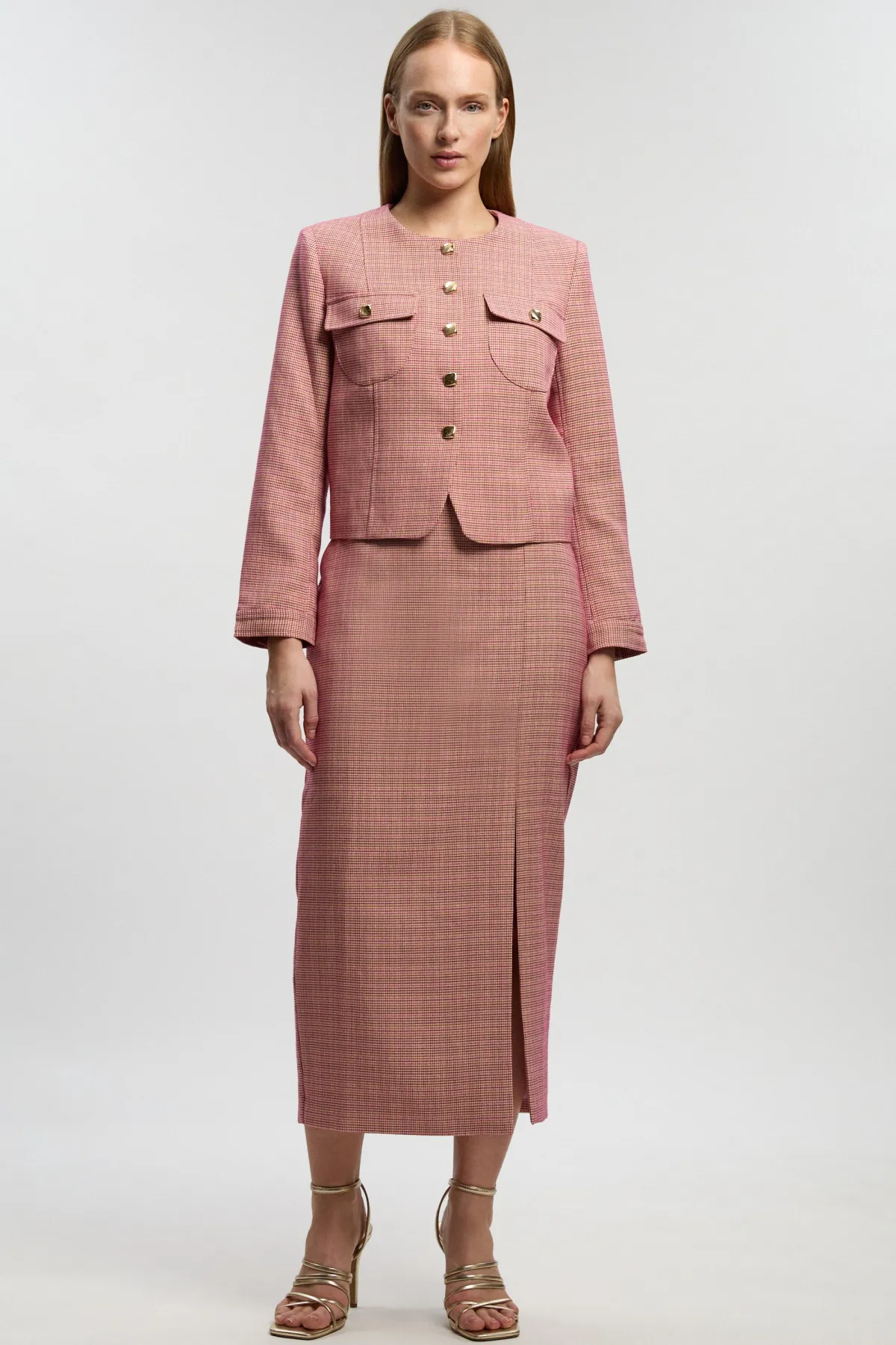 KarenMillen Jupe Crayon Midi À Carreaux Ajustée Petite<Femme Jupes|Jupes