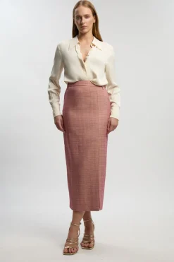 KarenMillen Jupe Crayon Midi À Carreaux Ajustée Petite<Femme Jupes|Jupes