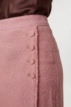 Jupe Crayon Midi En Tweed Texturé À Boutons Petite Taille